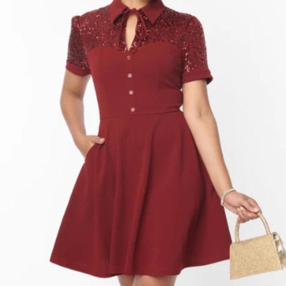 Holiday Unique Vintage Red Sequin Dress 1X